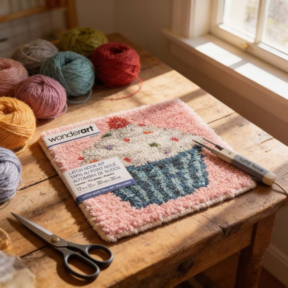 Wonderart Cupcake Latch Hook Kit Size 12 in x 12 in New